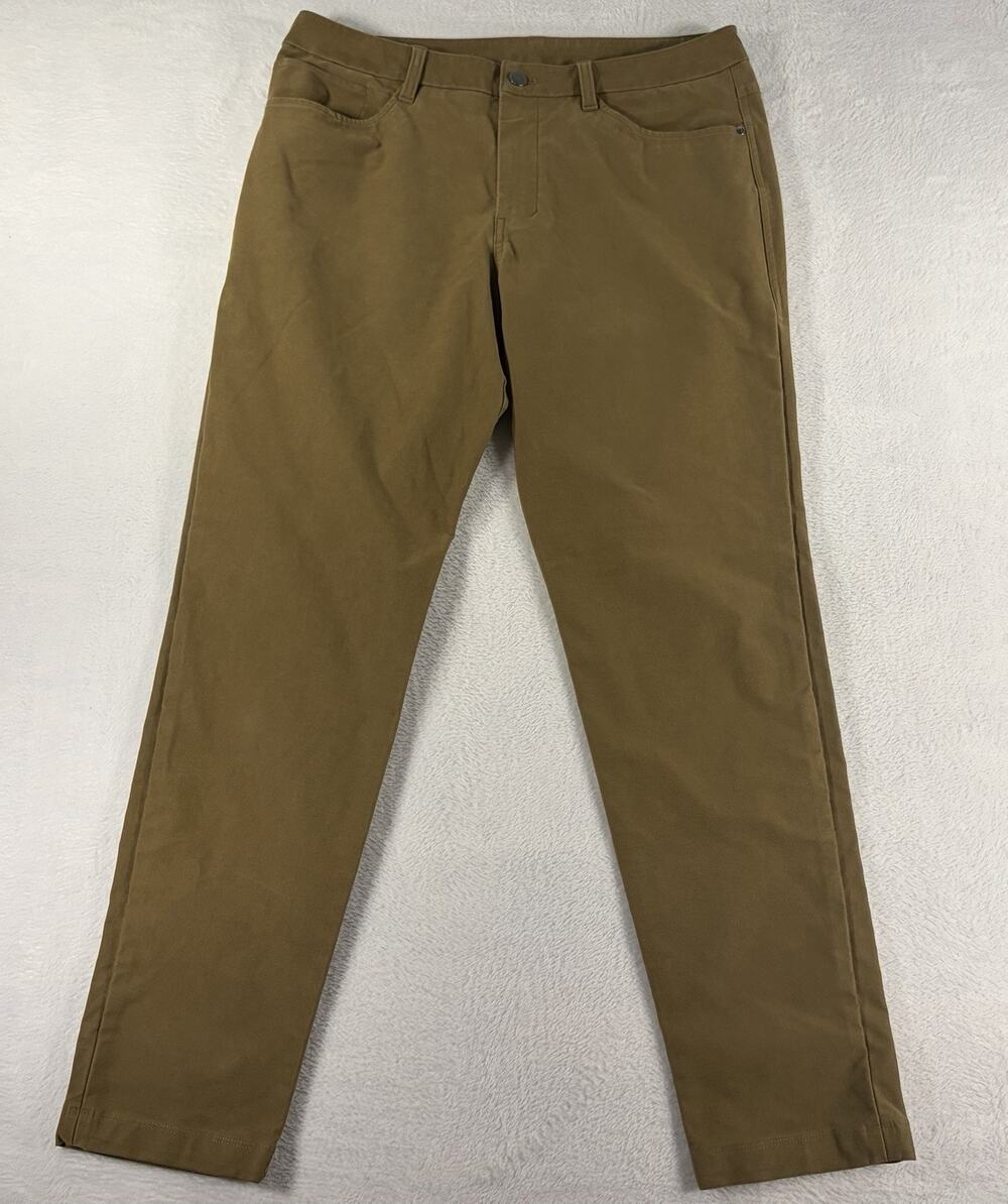 LULULEMON ABC Slim Fit Utilitech Pants Brown Jeans Stretch Mens 32x30 Office